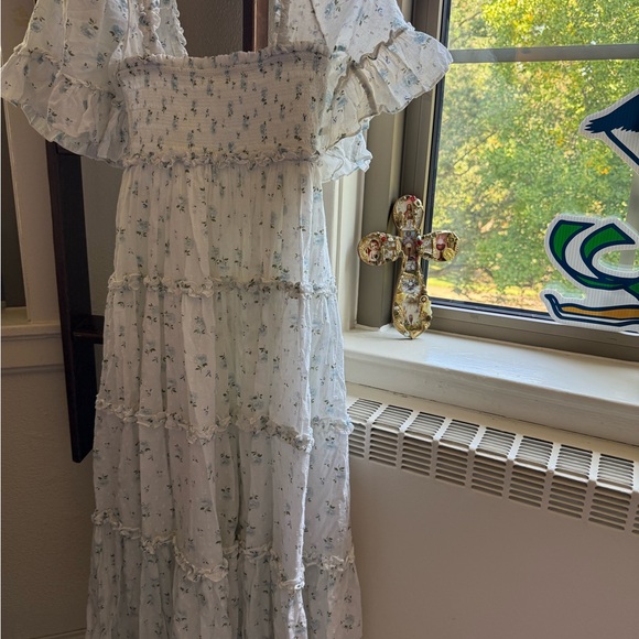 Needle & Thread Bijou Moonshine Blue Smocked Day Dress - Picture 2 of 7